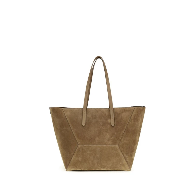 Brunello Cucinelli Beige Calf Leather Bos Taurus Shoulder Bag - Women