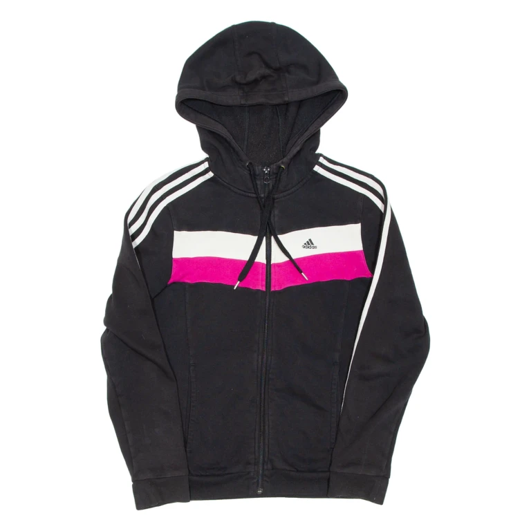 ADIDAS Womens Black Hoodie Full Zip XS