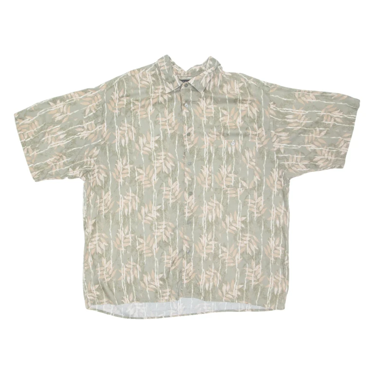 MANHATTAN Mens Hawaiian Shirt Grey Floral XL