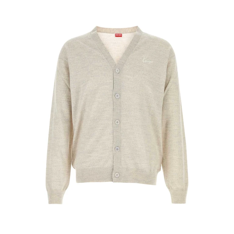 Light Grey Wool Cardigan Palegrey Exterior: Maglieria - Men