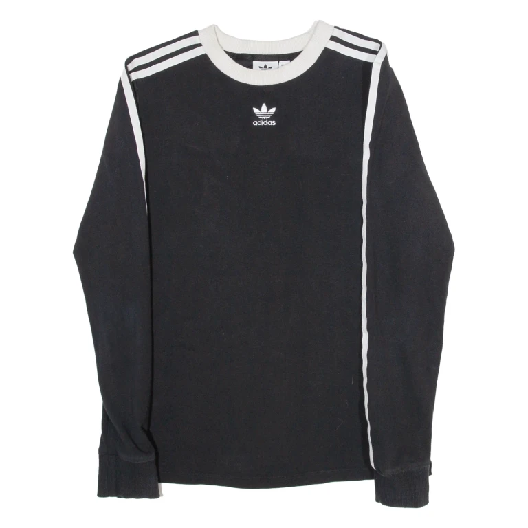 ADIDAS Womens T-Shirt Black Long Sleeve UK 8