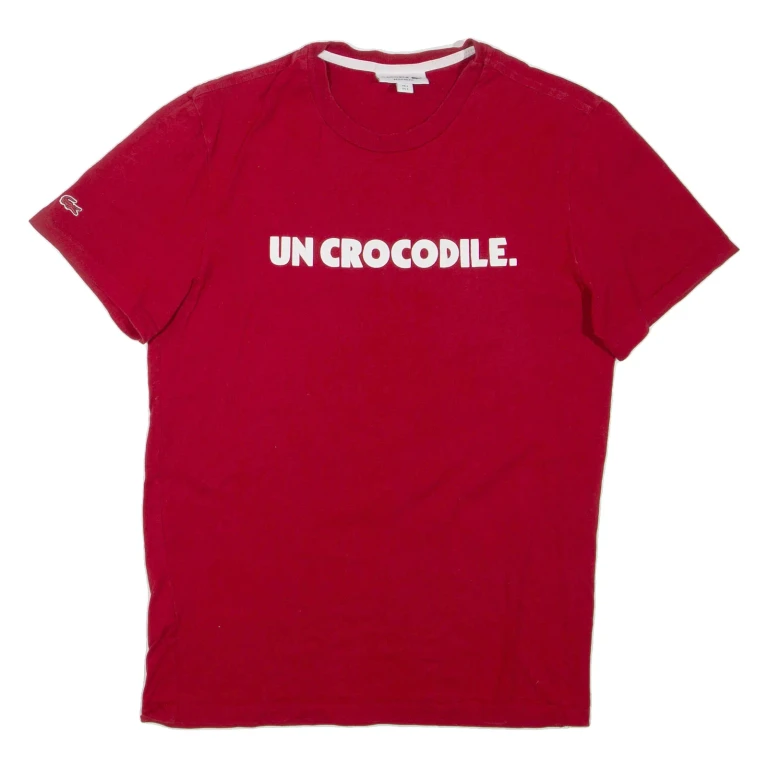 LACOSTE Mens T-Shirt Red Crew Neck S