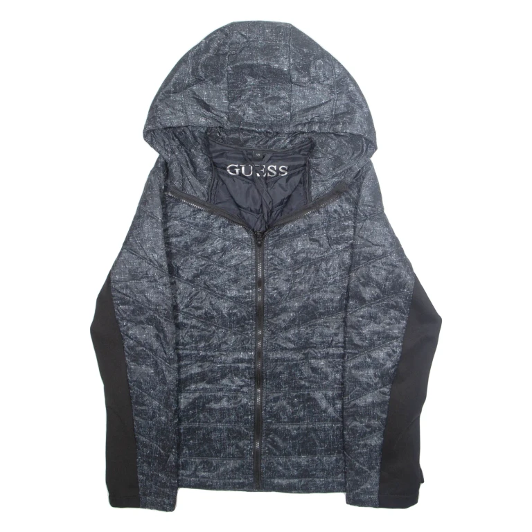 GUESS Womens Parka Coat Black Hooded L