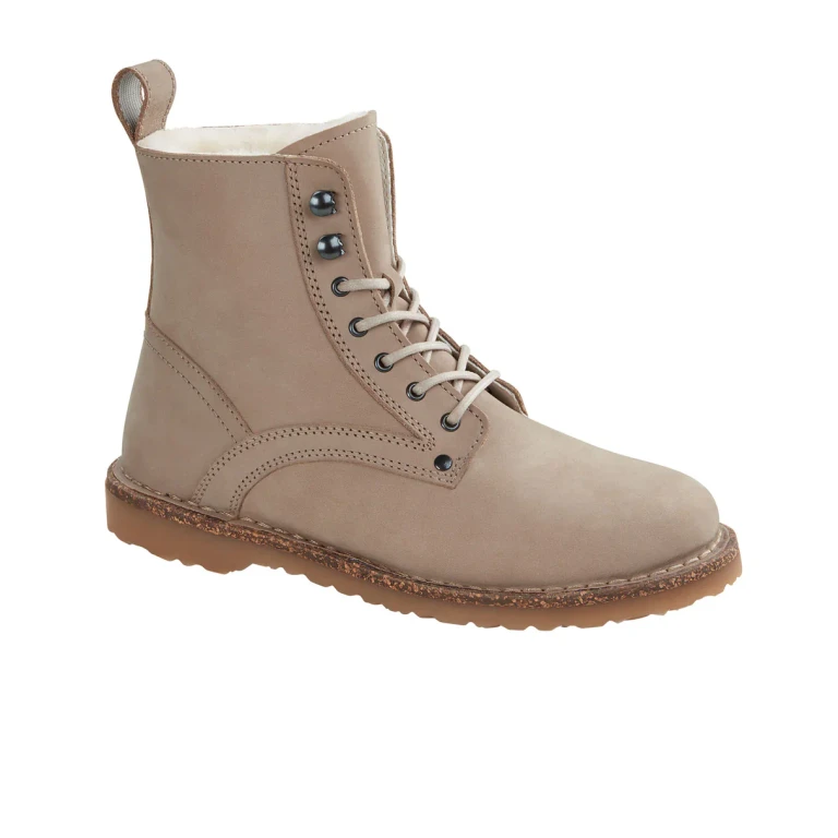 Unisex Bryson Shearling Nubuck Leather Beige Taupe