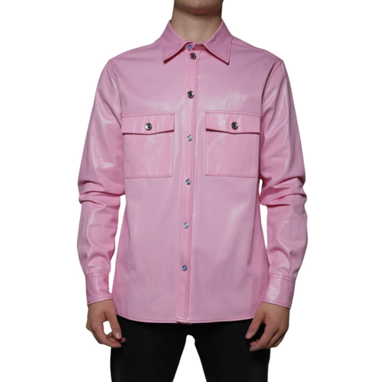 Dolce & Gabbana Pink Cotton Collared Button Down Shirt - Men