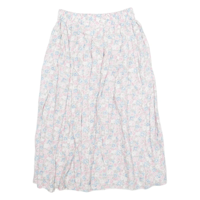 MADDIES Womens A-Line Skirt Pink Midi Viscose 90s Floral S