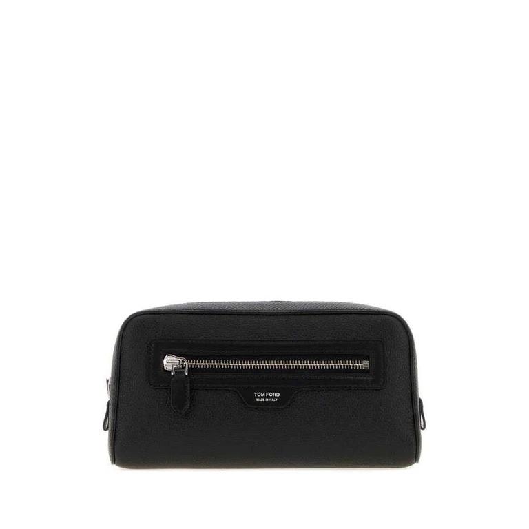 Black Leather Beauty Case Clutch