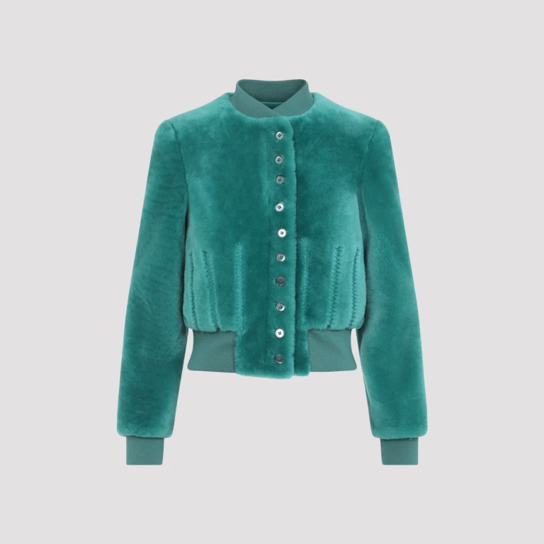 Cropped Shearling Bomber Jacket