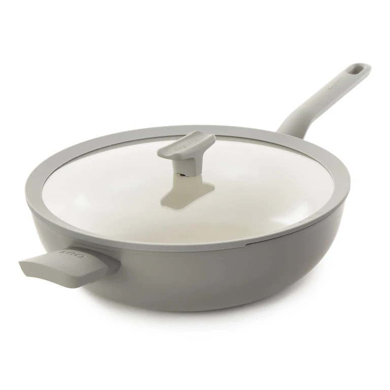 Leo Balance Nonstick Ceramic 12.75" Wok Pan 6.2qt., Glass Lid, Moonmist