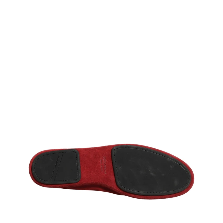 Dolce & Gabbana Red Suede Cross Slip On Dress Loafers Shoes Leather - Men