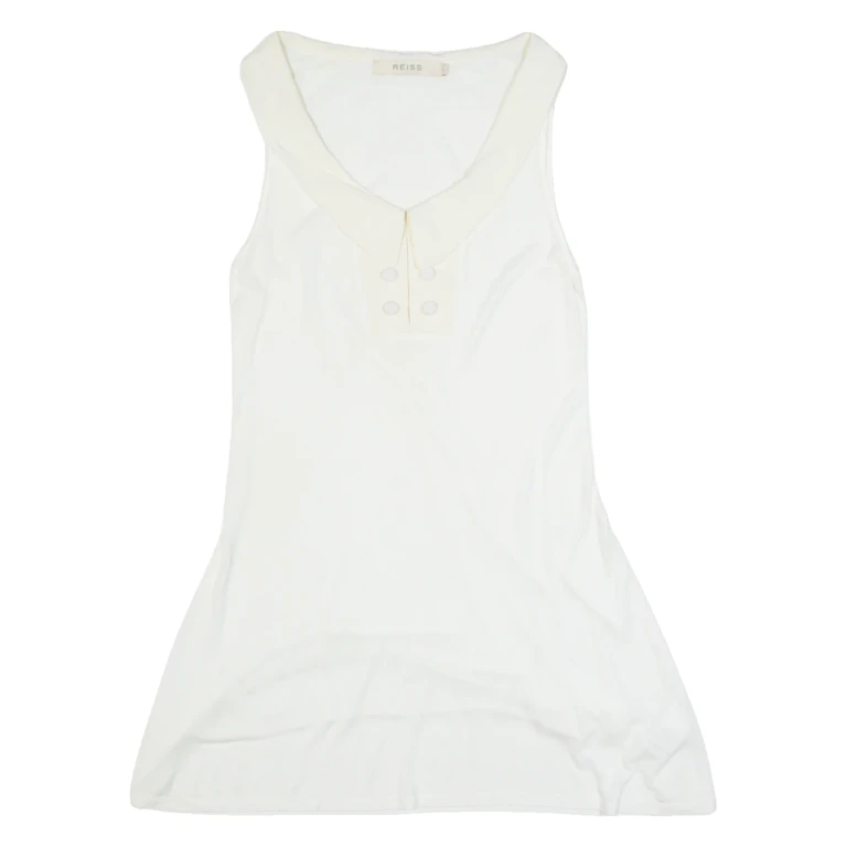 REISS Womens Day Dress White Sleeveless Knee Length S