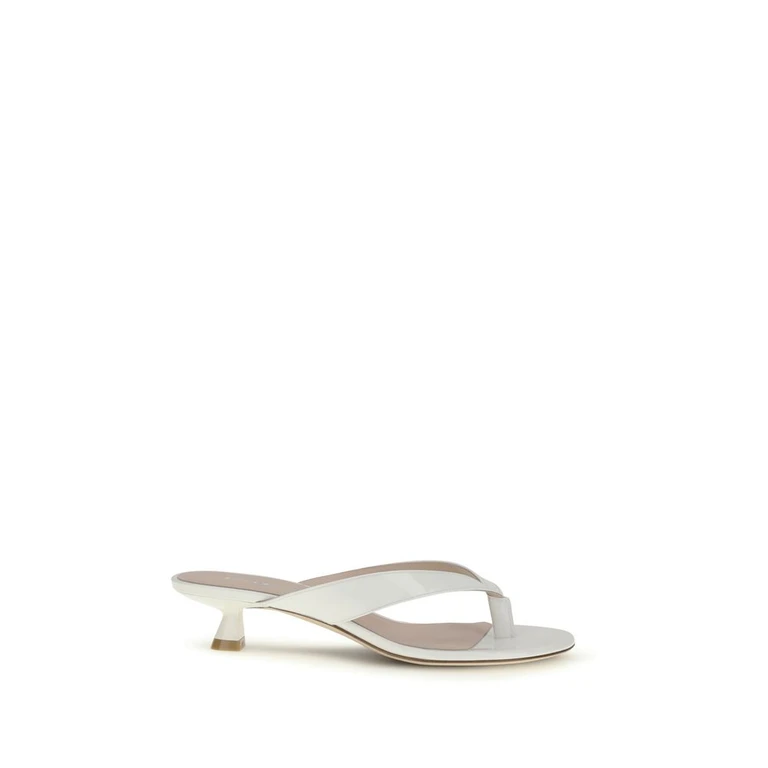White Calf Leather Bos Taurus Flat Sandals - Women