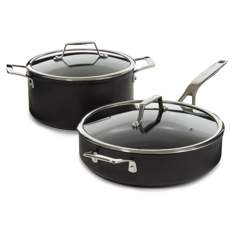 Essentials 4Pc Nonstick Hard Anodized Simmer Set With Glass Lids, Black