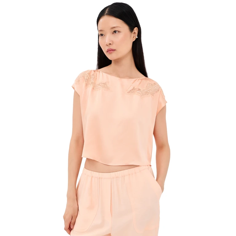 Sablyn Kerra Lace Cut Silk Tee Sherbet S