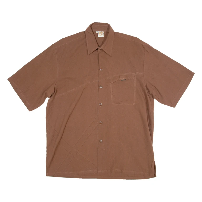 Mens Plain Shirt Brown 2XL