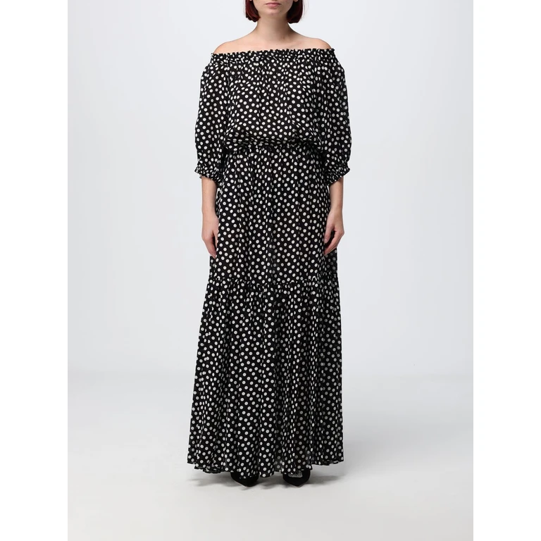 Formentera Polka-Dot Viscose Maxi Dress with Straight Neckline and Elasticated Waist (FORMENTERALONGDRESSSILK)