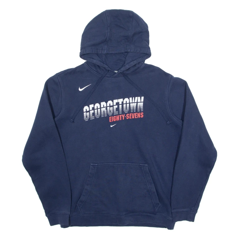 NIKE Georgetown Eighty-sevens Basketball Mens Blue Hoodie USA M