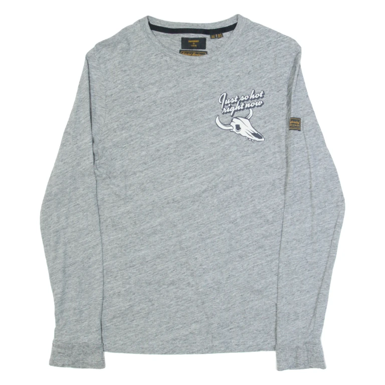 SUPERDRY Womens T-Shirt Grey Long Sleeve USA UK 8