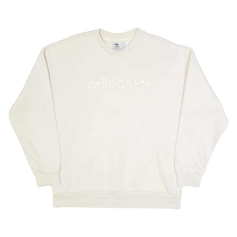 ADIDAS Womens Sweatshirt Beige UK 12