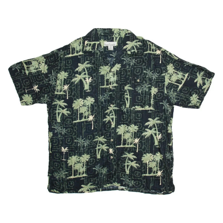 SUN CASUALS Mens Hawaiian Shirt Black Crazy Pattern XL