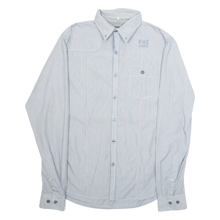 PME LEGEND Mens Shirt Grey Pinstripe Long Sleeve L