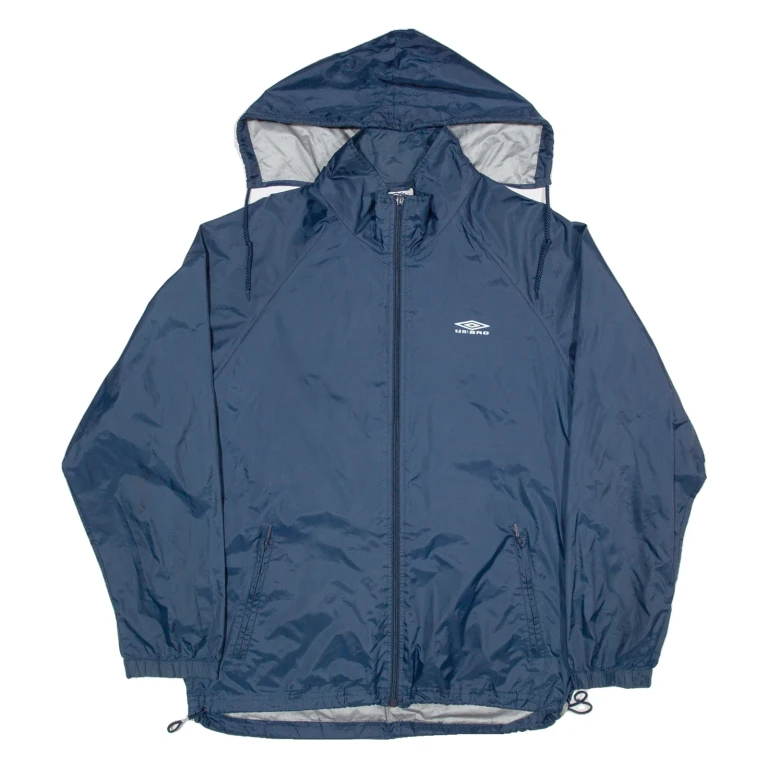 UMBRO Mesh Lined Mens Rain Jacket Blue Hooded M