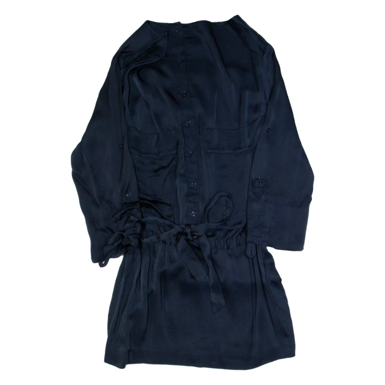 REISS Womens Day Dress Blue Viscose Long Sleeve Short UK 6