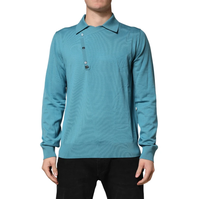 Dolce & Gabbana Teal Wool Collared Polo Pullover Sweater 02+pa+wv Clothing - Men