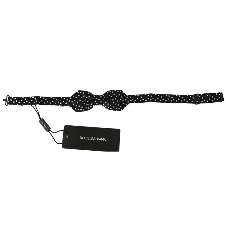 Dolce & Gabbana Black Polka Dots Mens Necktie Papillon Silk Bow Tie - Men