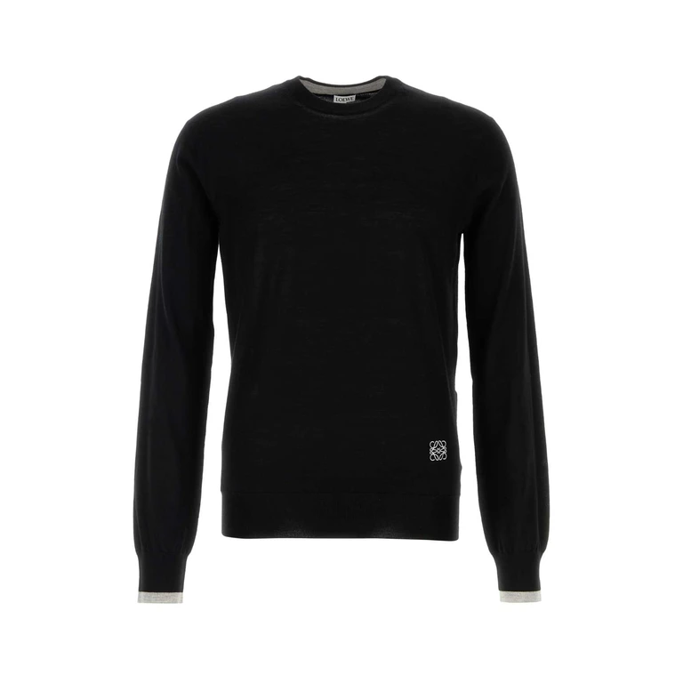 Loewe Black Wool Sweater Blackgrey Exterior: Maglie - Men