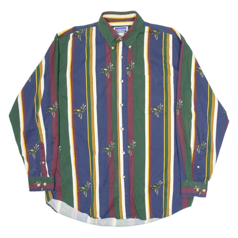 NORTHERN CREST Mens Shirt Blue Striped Long Sleeve M