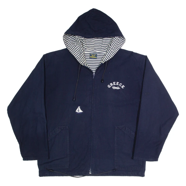YOUNG CLOTHING Greece Mens Coach Jacket Blue Hooded L