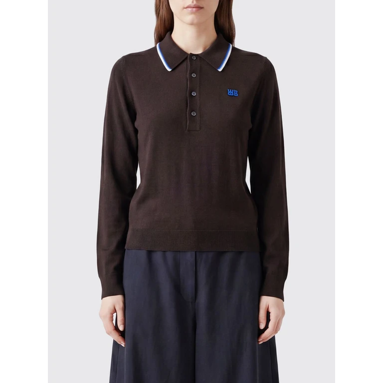 Long-Sleeved Knitted Wool Polo Shirt with Contrast Trims (US26KNS4875WO04801)