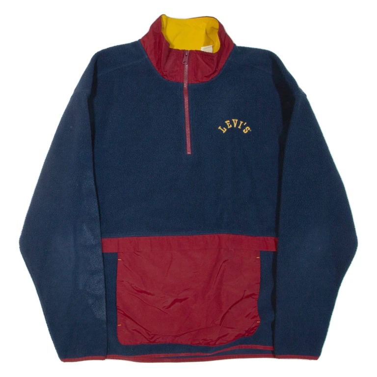 LEVI'S 1/4 Zip Mens Fleece Jacket Blue L