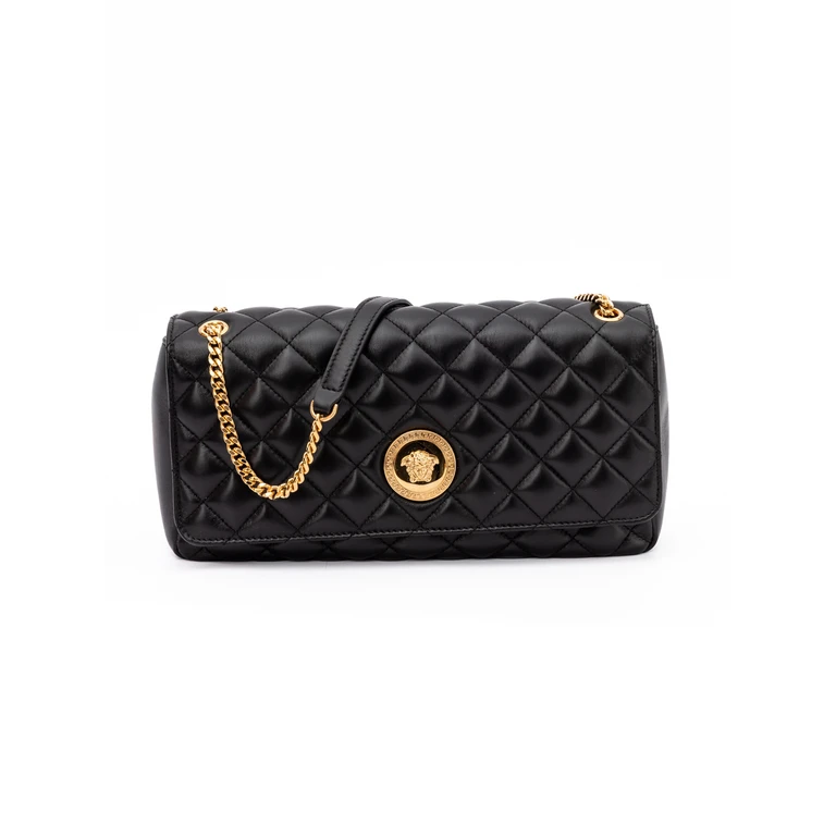 Versace Black Quilted Leather Shoulder Strap Bag - Women