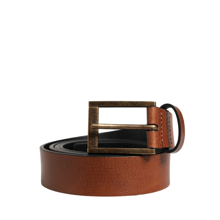 Dolce & Gabbana Men Brown Leather Classic Metal Buckle Belt Calf - Men