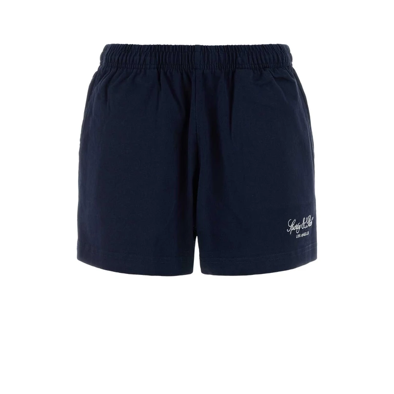 Sporty & Rich Navy Blue Cotton Shorts Darknavy Exterior - Women