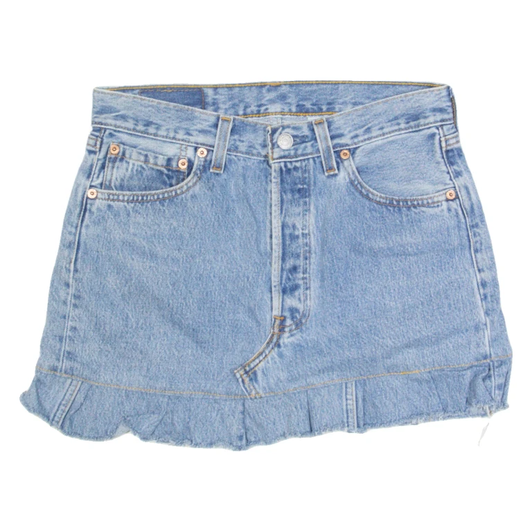 LEVI'S 501 Y2K Womens Mini Skirt Blue Short Denim S