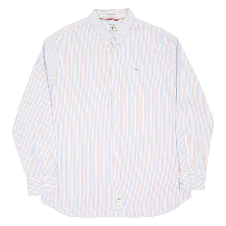 PEPE JEANS Mens Shirt Purple Striped Long Sleeve 2XL