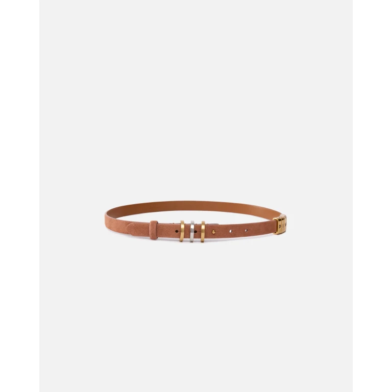 Pinko - Fine ceinture en daim de 2 cm avec anneaux logotés - XS