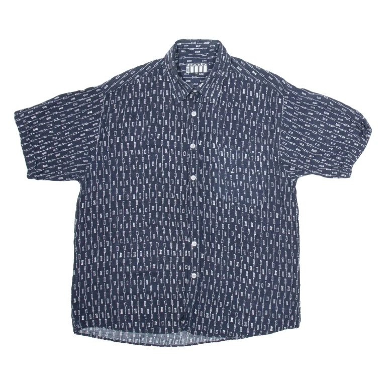 ROB CAMICIE Mens Shirt Blue Geometric XL