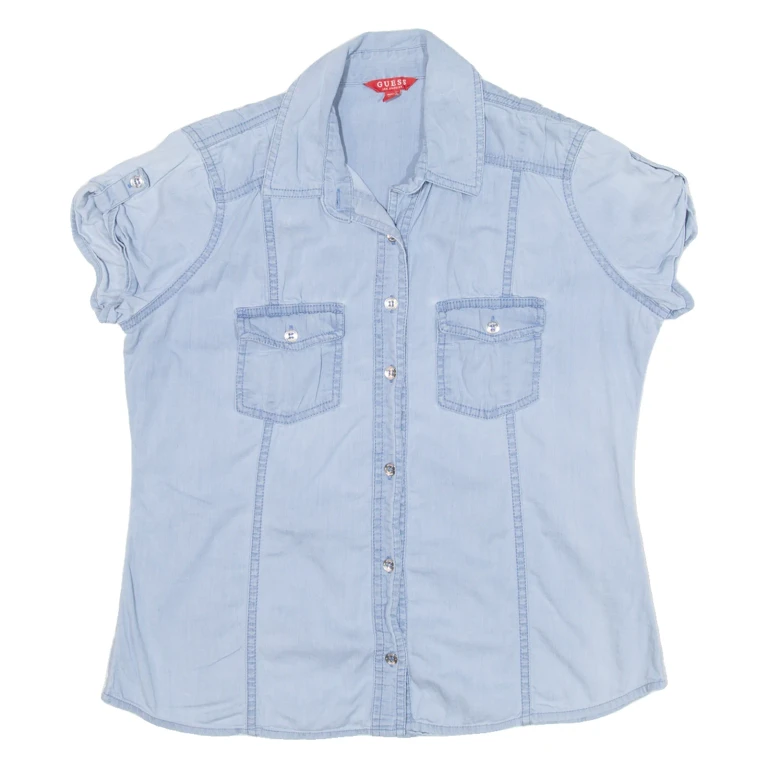 GUESS Womens Plain Shirt Blue XS