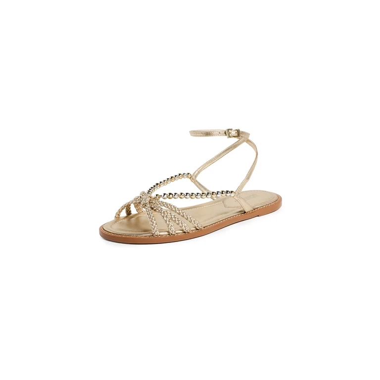 Schutz Adele Glam Flat Sandals Platina 6.5