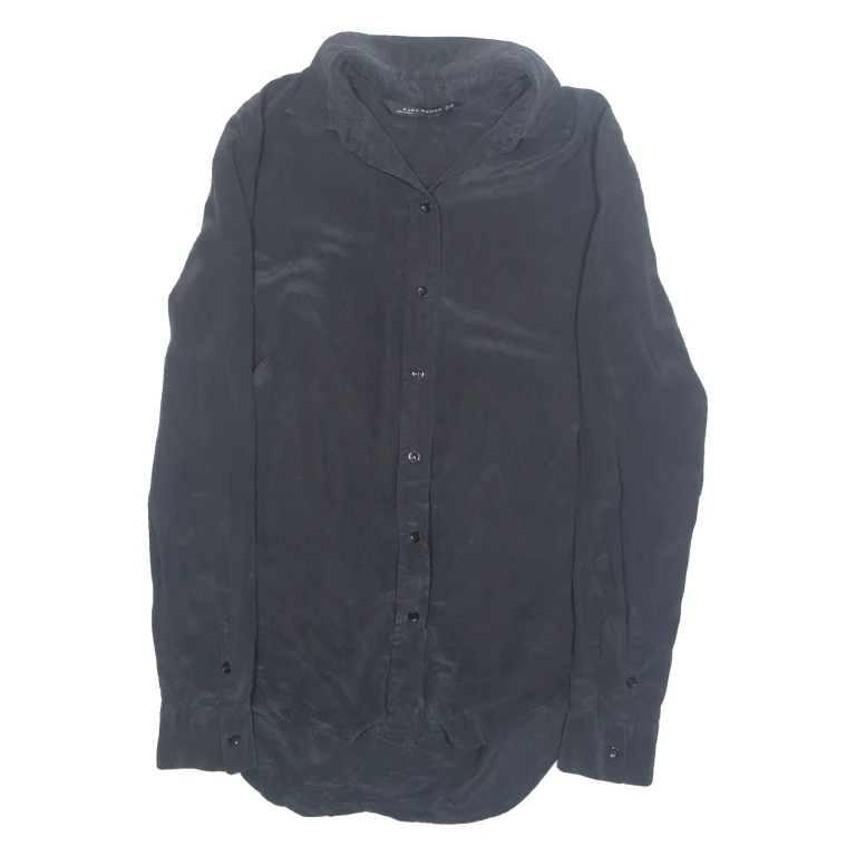 ZARA Womens Shirt Black Collared Long Sleeve XS