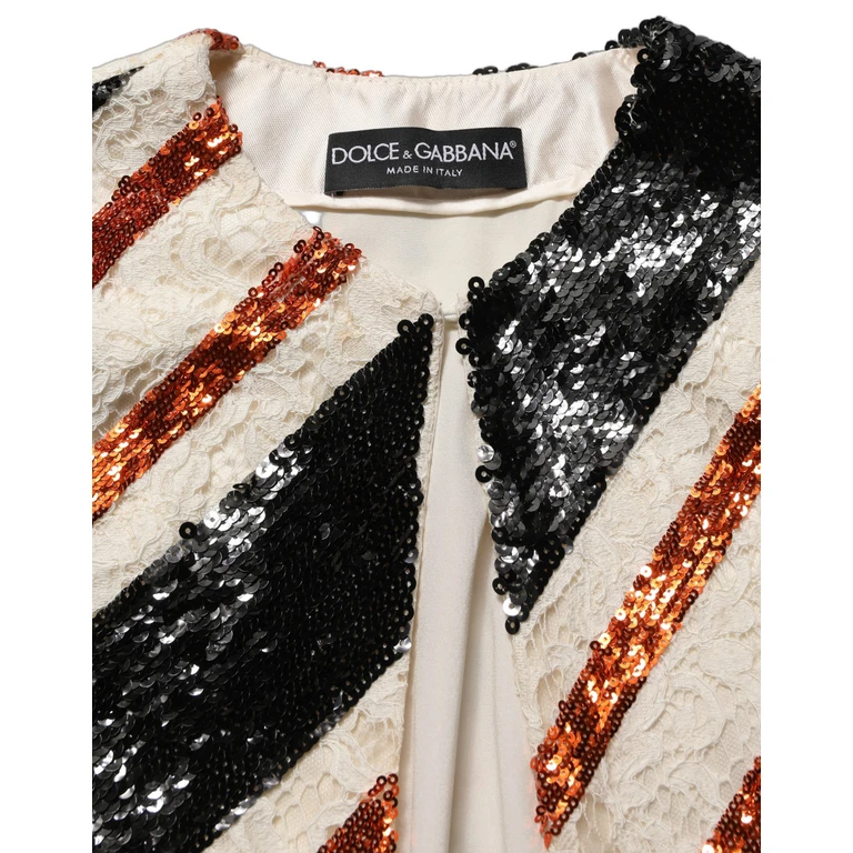 Dolce & Gabbana Multicolor Stripe Sequin Duster Coat Jacket Nylon Cotton Viscose Clothing - Women