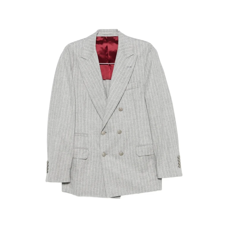 Pinstripe-pattern Double-breasted Blazer