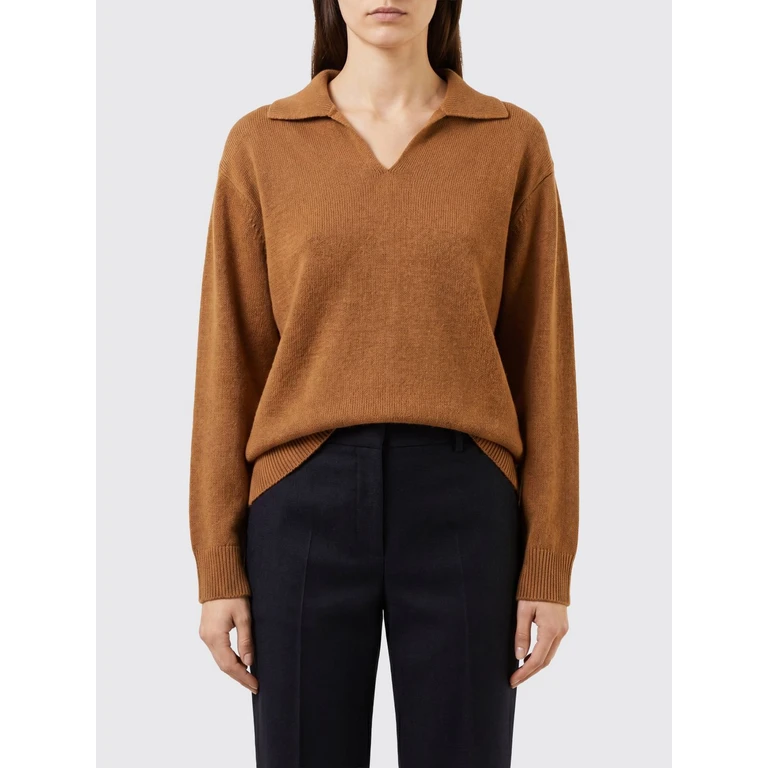 Long-Sleeved Knitted Polo in Pure Cashmere with V-Neck (KC75GAEW10R)