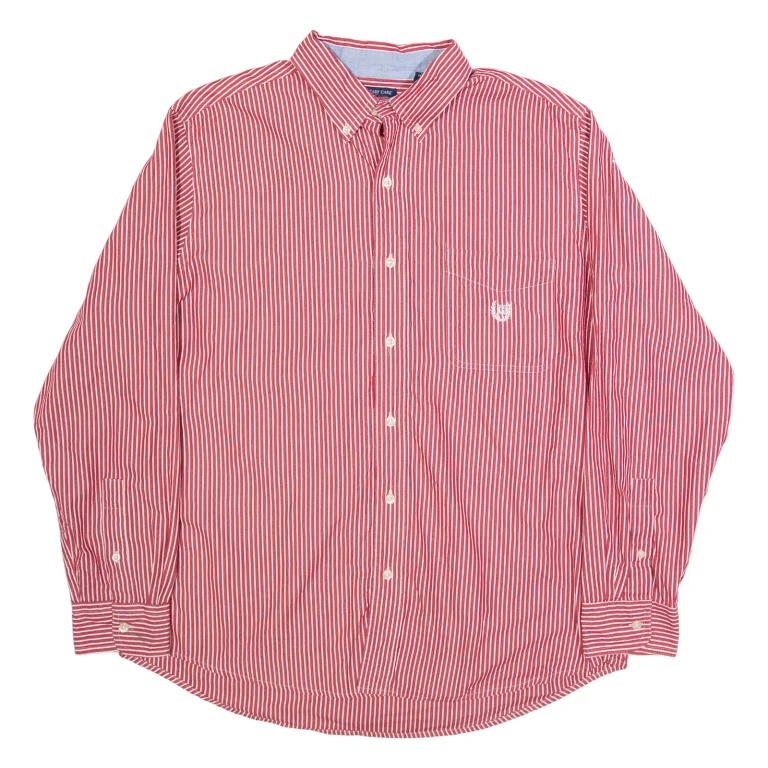 CHAPS Mens Shirt Red Striped Long Sleeve L