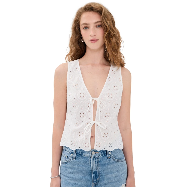 Onia Tie Front Tank Top White XXS