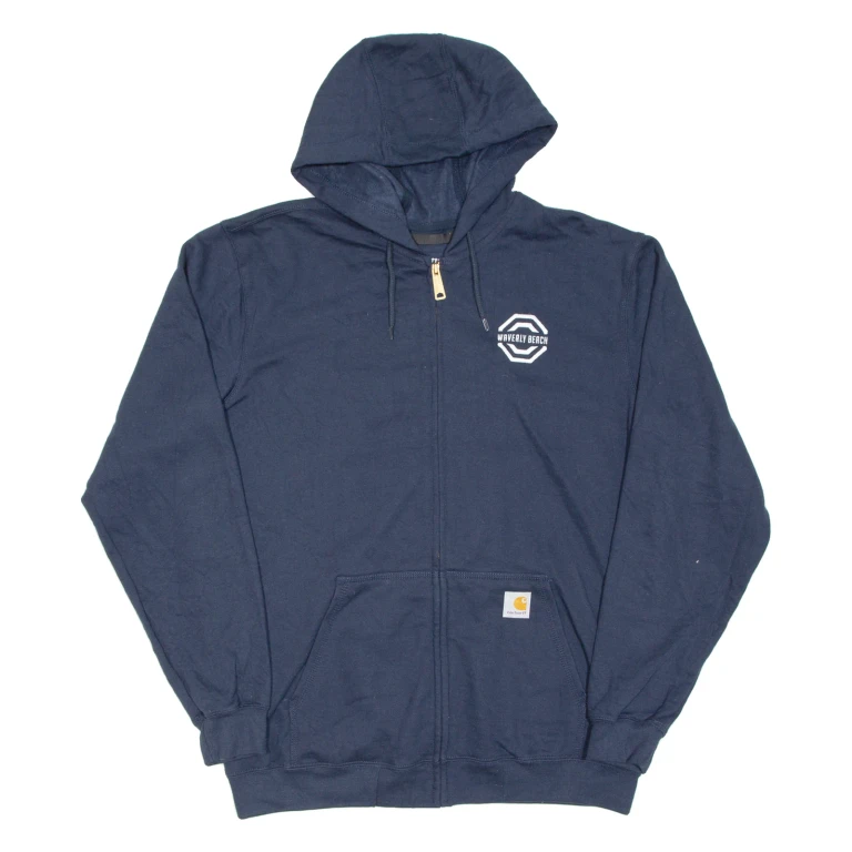 CARHARTT Loose Fit Mens Blue Hoodie Full Zip M